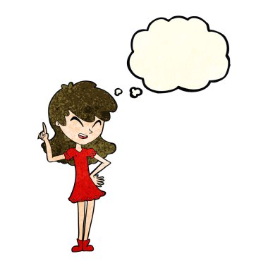 Çizgi film kızı düşünce baloncuğuyla