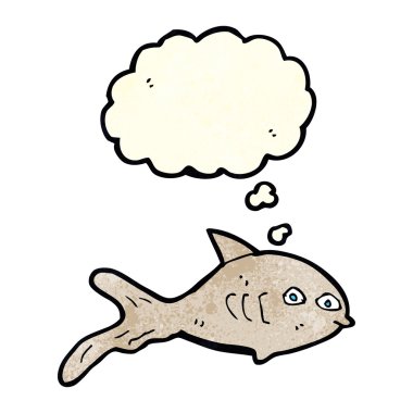 Düşünce baloncuklu çizgi film balığı