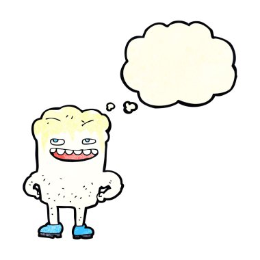 Düşünce baloncuklu kötü diş çizgi filmi