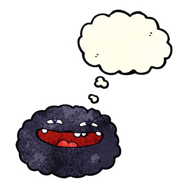 Düşünce baloncuklu mutlu çizgi film bulutu