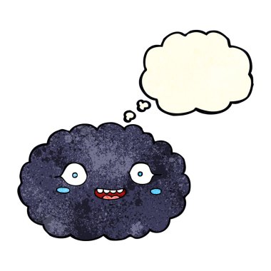 Düşünce baloncuklu mutlu çizgi film bulutu