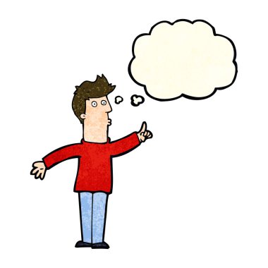 Çizgi filmci, düşünce baloncuğuyla dikkatli olmayı tavsiye ediyor.