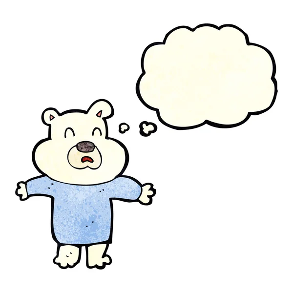 Cartoon unhappy polar bear  with thought bubble — Stock Vector