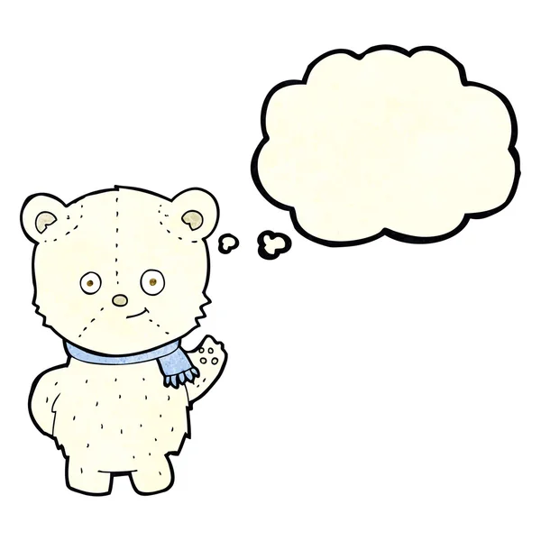 Lindo oso polar de dibujos animados con burbuja de pensamiento — Vector de stock