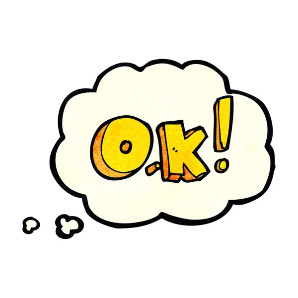 Karikatur OK Symbol mit Gedankenblase — Stockvektor