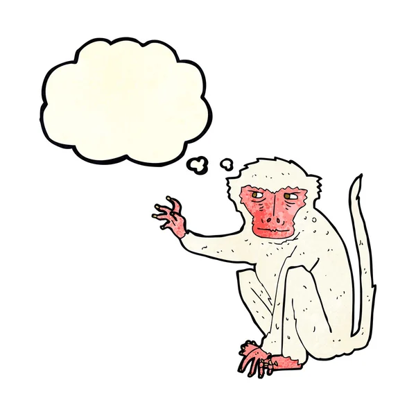 Dessin animé singe maléfique avec bulle de pensée — Image vectorielle