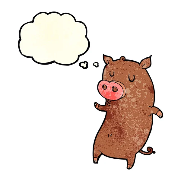 Rolig tecknad gris med tanke bubbla — Stock vektor