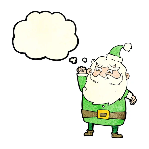 Dibujos animados Santa Claus con burbuja de pensamiento — Vector de stock