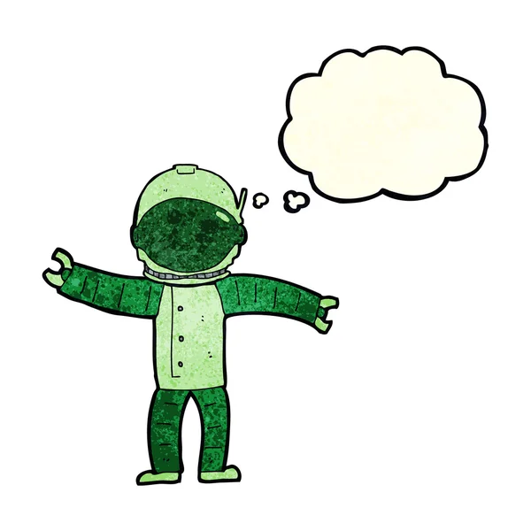 Cartoon-Astronaut mit Gedankenblase — Stockvektor