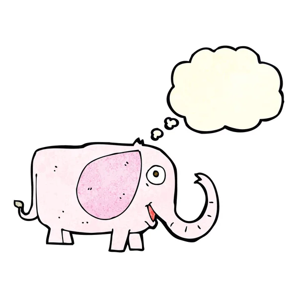 Cartoon baby olifant met gedachte zeepbel — Stockvector