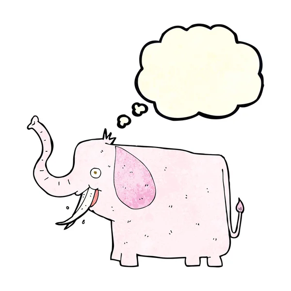 Kreslený šťastný slon s myšlenkou bublina — Stockový vektor