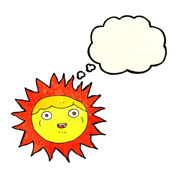 Sun cartoon character with thought bubble — Stock Vector