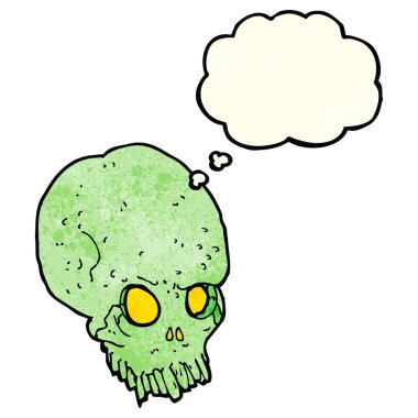 Düşünce baloncuklu ürkütücü kafatası