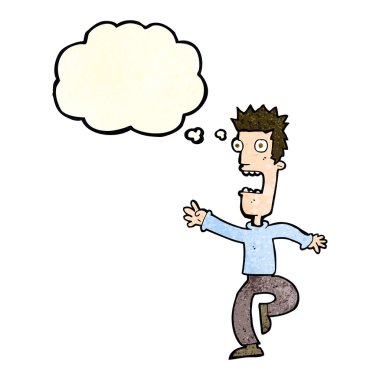 Düşünce baloncuğu olan çığlık atan adam çizgi filmi.