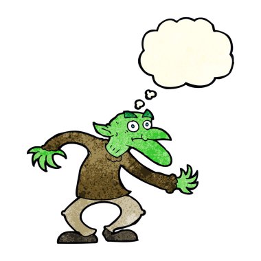 Düşünce baloncuklu çizgi film cini