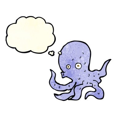Düşünce baloncuklu ahtapot çizgi filmi