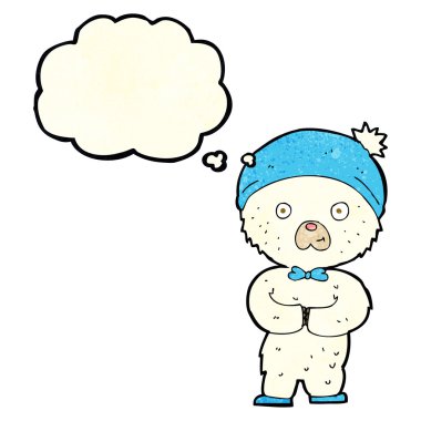 Düşünce baloncuğu olan küçük kutup ayısı çizgi filmi