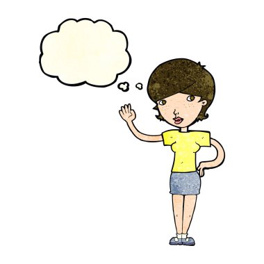 düşünce balonu ile sallayarak çizgi film kadın