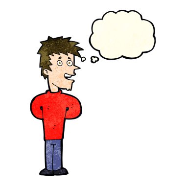 çizgi film mutlu adam düşünce baloncuğu ile