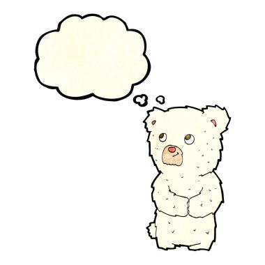 Düşünce baloncuklu çizgi film kutup ayısı yavrusu