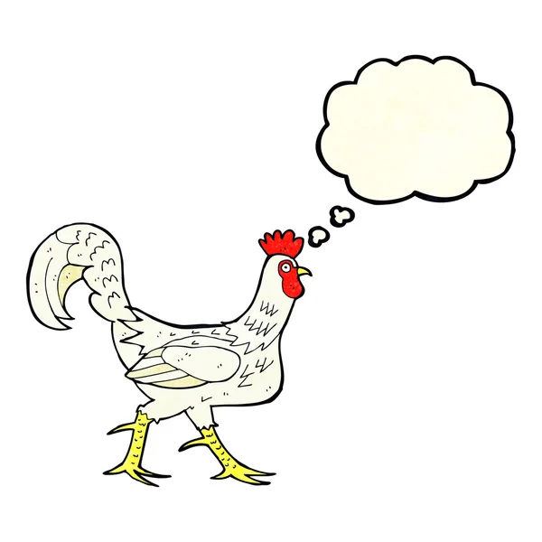 Cartoon cockerel with thought bubble — Stock Vector