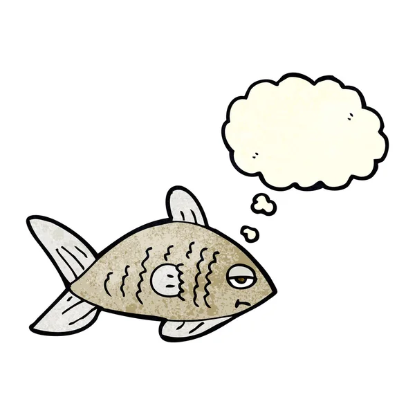 Cartoon funny fish with thought bubble — Stock Vector