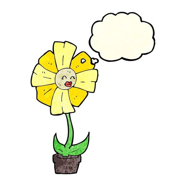 Cartoon Blume mit Gedankenblase — Stockvektor