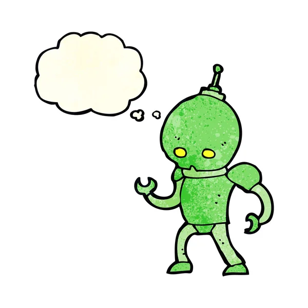 Robô alienígena desenhos animados com bolha de pensamento — Vetor de Stock