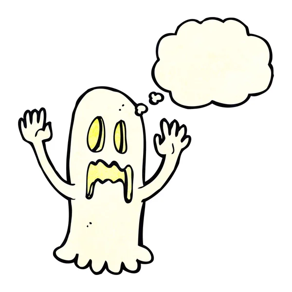 Dibujos animados fantasma espeluznante con burbuja de pensamiento — Archivo Imágenes Vectoriales