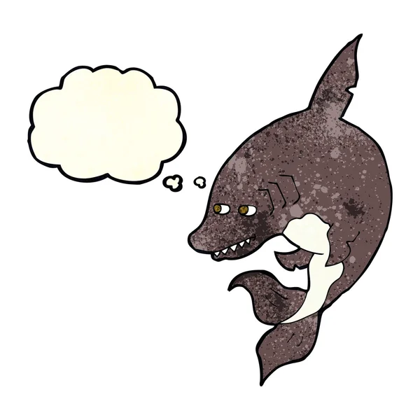 Funny cartoon shark with thought bubble — Stock Vector