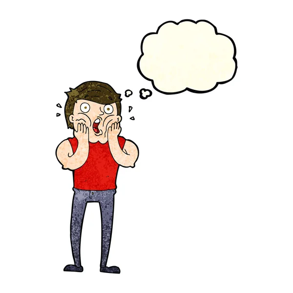 Cartoon gasping man with thought bubble — Stock Vector