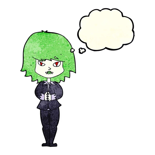 Femme vampire dessin animé avec bulle de pensée — Image vectorielle