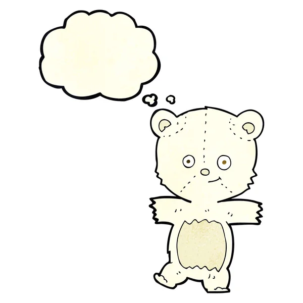 Desenho animado bonito urso polar com bolha de pensamento — Vetor de Stock