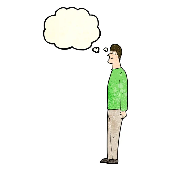 Hombre alto de dibujos animados con burbuja de pensamiento — Vector de stock