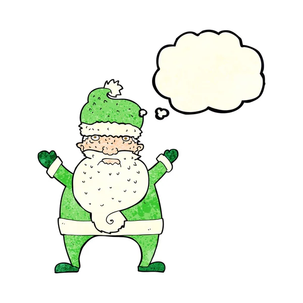 Dibujos animados Santa Claus feo con burbuja de pensamiento — Archivo Imágenes Vectoriales