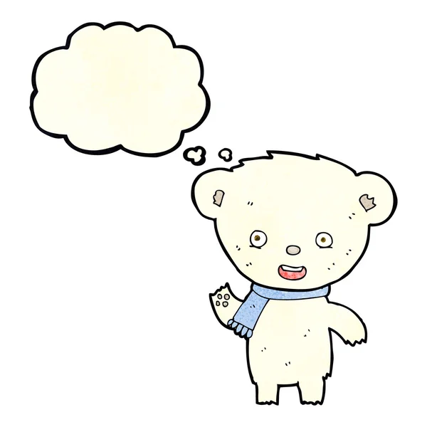 Desenho animado bonito urso polar com bolha de pensamento —  Vetores de Stock