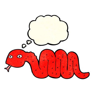 Düşünce baloncuklu komik çizgi film yılanı