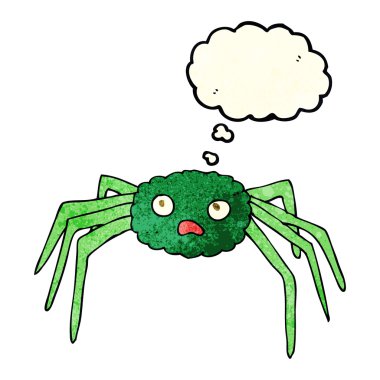 Düşünce baloncuklu çizgi film örümceği
