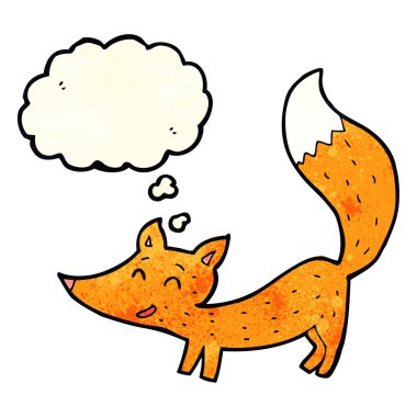 Düşünce baloncuğu olan küçük tilki