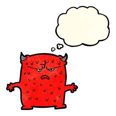 Düşünce baloncuğu olan küçük uzaylı çizgi film