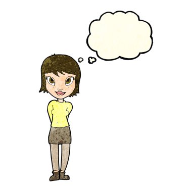 Düşünce baloncuklu güzel kız.