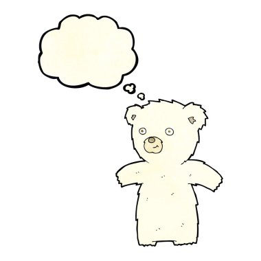 Düşünce baloncuklu şirin kutup ayısı.