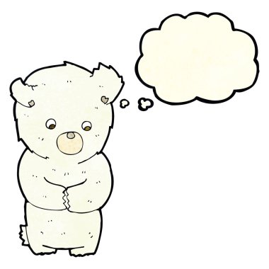 Düşünce baloncuklu şirin kutup ayısı.