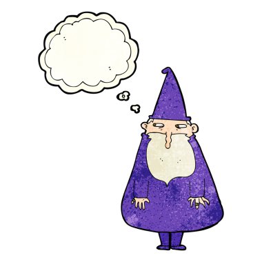 Düşünce baloncuklu çizgi film sihirbazı