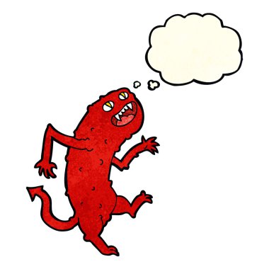 Düşünce baloncuklu çizgi film canavarı