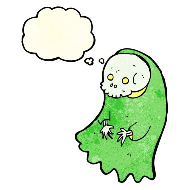 Çizgi Film ürkütücü ghoul düşünce balonu ile