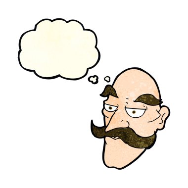 Düşünce baloncuğu olan yaşlı bir adam yüzü