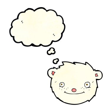 Düşünce baloncuklu çizgi film kutup ayısı kafası