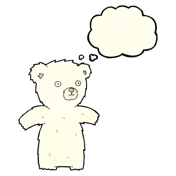 可爱的卡通片北极熊，有思想泡沫 — 图库矢量图片