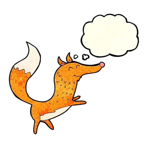 Cartoon gelukkig fox met gedachte bubble — Stockvector